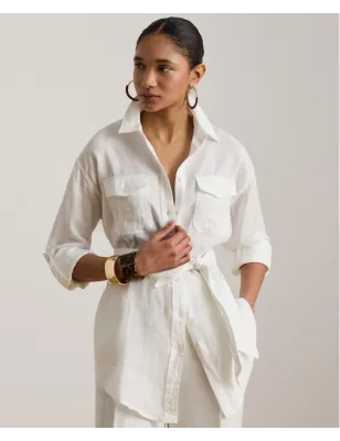 RALPH LAUREN- Camicia di lino dalla vestibilità comoda con cintura