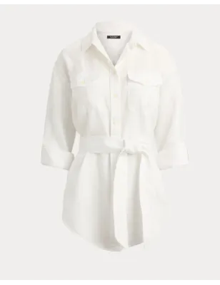 RALPH LAUREN- Camicia di lino dalla vestibilità comoda con cintura