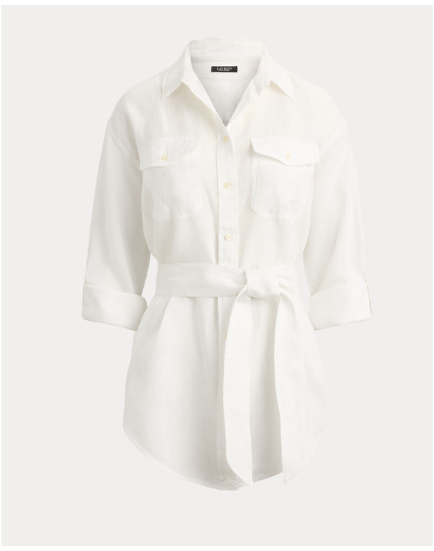 RALPH LAUREN- Camicia di lino dalla vestibilità comoda con cintura