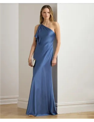 RALPH LAUREN- Abito monospalla in raso charmeuse