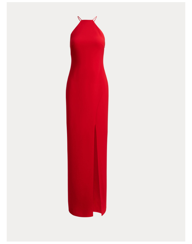 RALPH LAUREN- Abito da sera con scollo all'americana in crepe double-face