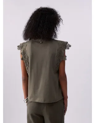 LIU JO- T-shirt con dettagli macramè