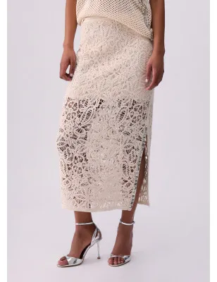 LIU JO- Gonna midi in macramè