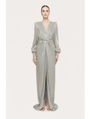 NISSA- Abito lungo in chiffon con dettaglio