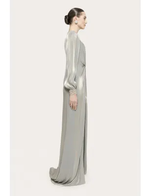 NISSA- Abito lungo in chiffon con dettaglio