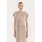NISSA- Abito lungo in jersey elasticizzato metallizzato con arricciature