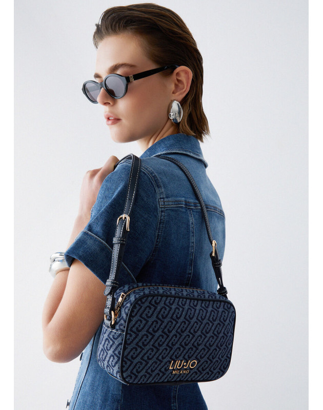 LIU JO- Borsa a tracolla piccola in denim jacquard