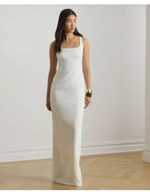 RALPH LAUREN- Abito senza maniche in crepe con chiusura a torsione sulla schiena