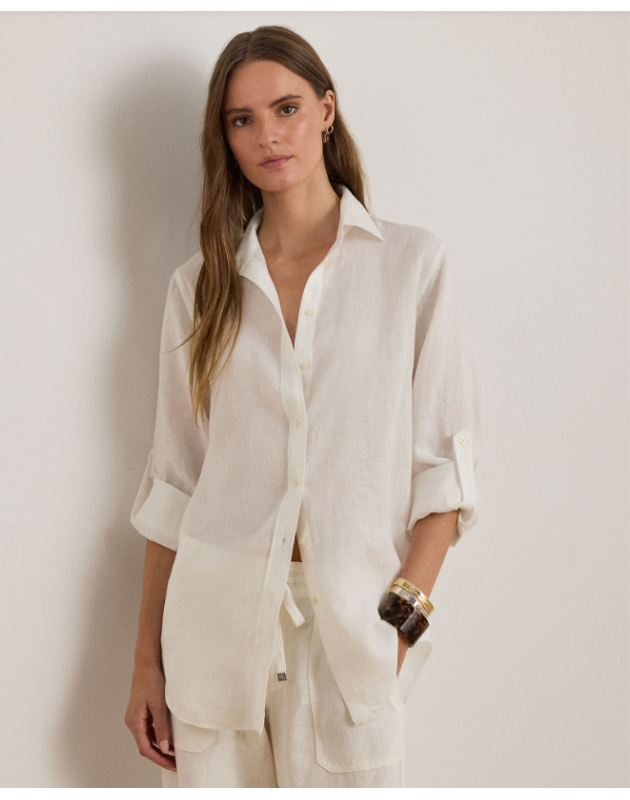 RALPH LAUREN- Camicia di lino dalla vestibilità comoda