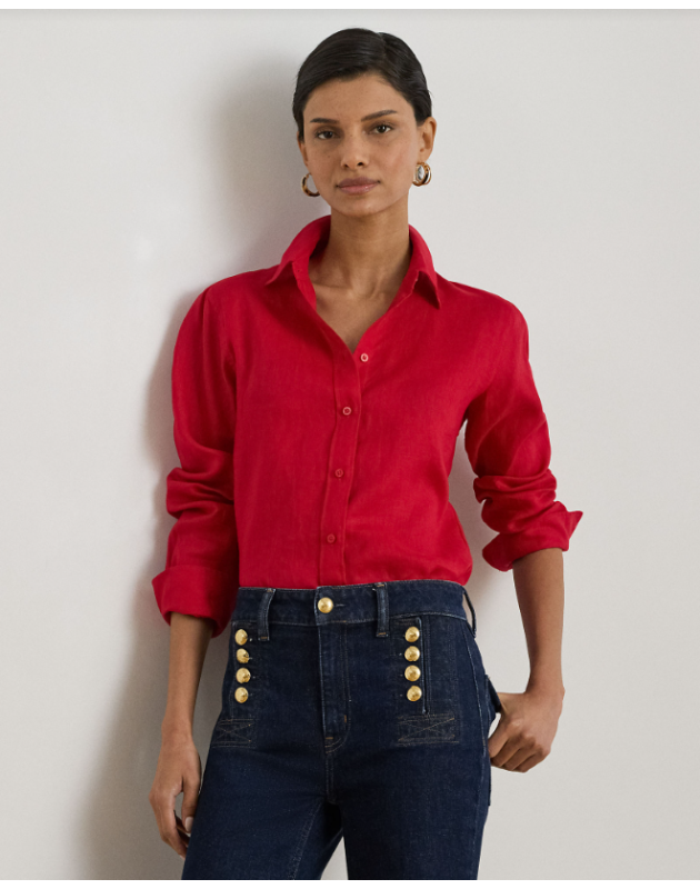 RALPH LAUREN- Camicia di lino dalla vestibilità comoda