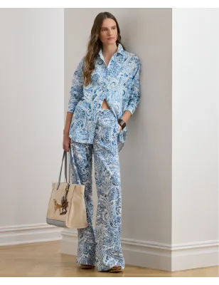 RALPH LAUREN- Camicia in lino a fantasia paisley, vestibilità comoda.