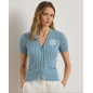 RALPH LAUREN- Cardigan a maniche corte in cotone a trecce