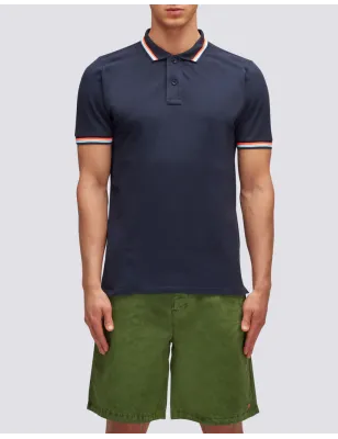 SUNDEK- POLO BRICE UOMO IN COTONE PIQUET CON DETTAGLI TRICOLOR