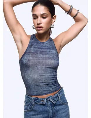 LIU JO feat Elodie- Top effetto denim