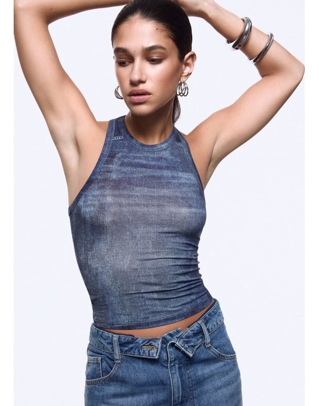 LIU JO feat Elodie- Top effetto denim