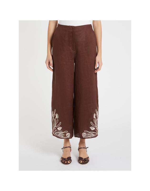 MARELLA- MLLDOLCE - Pantalone in lino con ricami