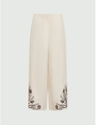 MARELLA- MLLDOLCE - Pantalone in lino con ricami