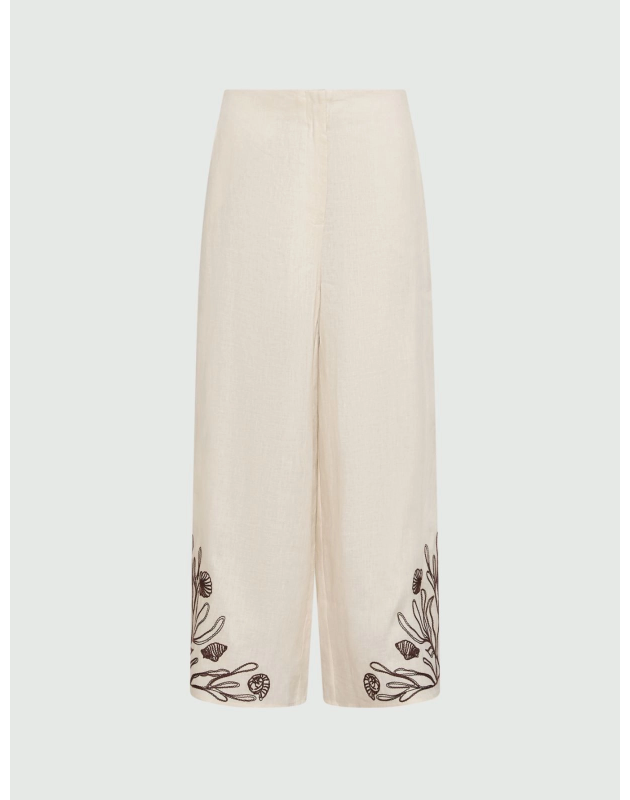 MARELLA- MLLDOLCE - Pantalone in lino con ricami