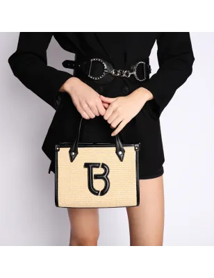 TOSCA BLU- Borsa a mano piccola Madagascar con maxi logo