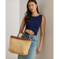 RALPH LAUREN- Borsa tote grande Kyla in paglia con finiture in pelle