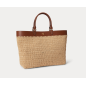 RALPH LAUREN- Borsa tote grande Kyla in paglia con finiture in pelle