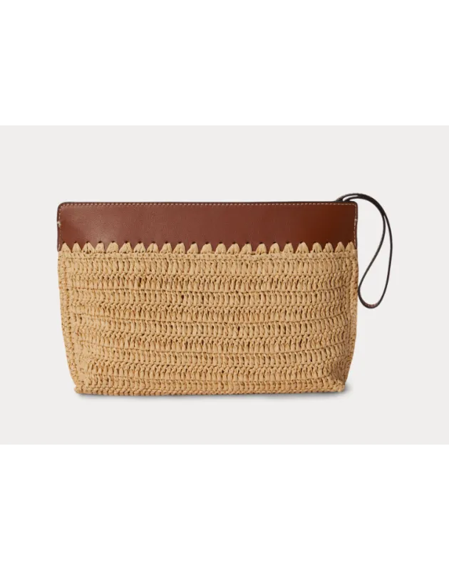 copy of RALPH LAUREN- Borsa tote grande Kyla in paglia con finiture in pelle