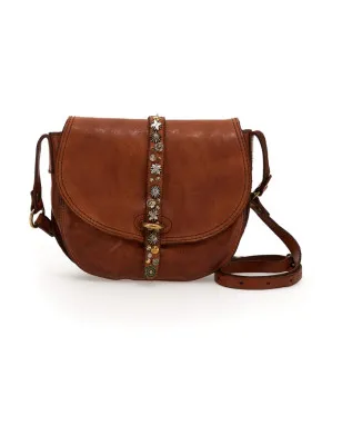 CAMPOMAGGI- Borsa a tracolla "LINDA" in pelle di vacchetta tinta in capo con borchie