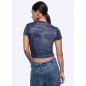 LIU JO  x ELODIE- T-shirt cropped effetto denim