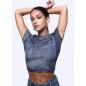 LIU JO  x ELODIE- T-shirt cropped effetto denim