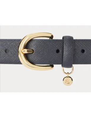 RALPH LAUREN- Cintura in pelle con motivo a tratteggio incrociato