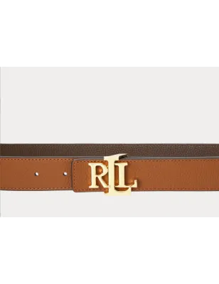 RALPH LAUREN- Cintura reversibile in pelle martellata con logo