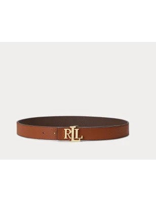 RALPH LAUREN- Cintura reversibile in pelle martellata con logo