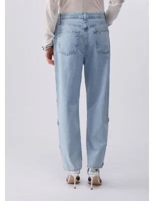 LIU JO- Jeans straight con ricami gioiello