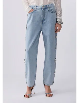 LIU JO- Jeans straight con ricami gioiello