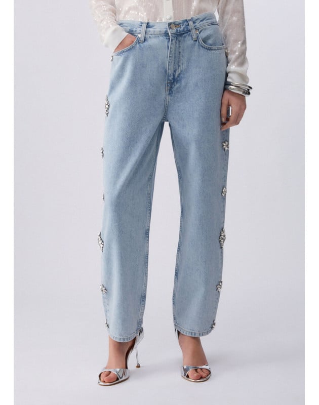 LIU JO- Jeans straight con ricami gioiello
