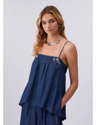 LIU JO- Mini abito in denim con castoni