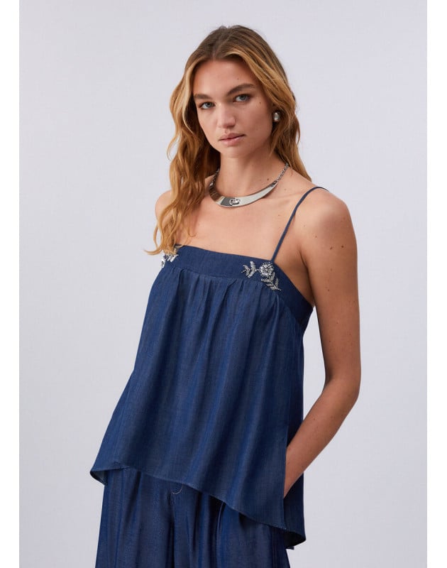LIU JO- Mini abito in denim con castoni