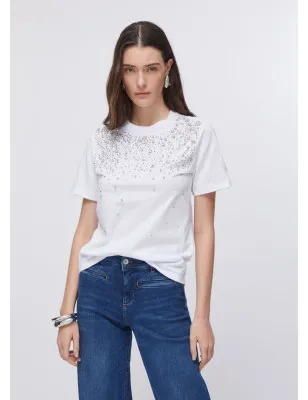 LIU JO- T-shirt con castoni gioiello