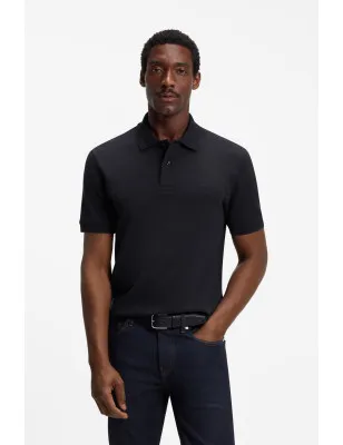 H. BOSS- Polo Pallas in piqué di cotone con logo ricamato