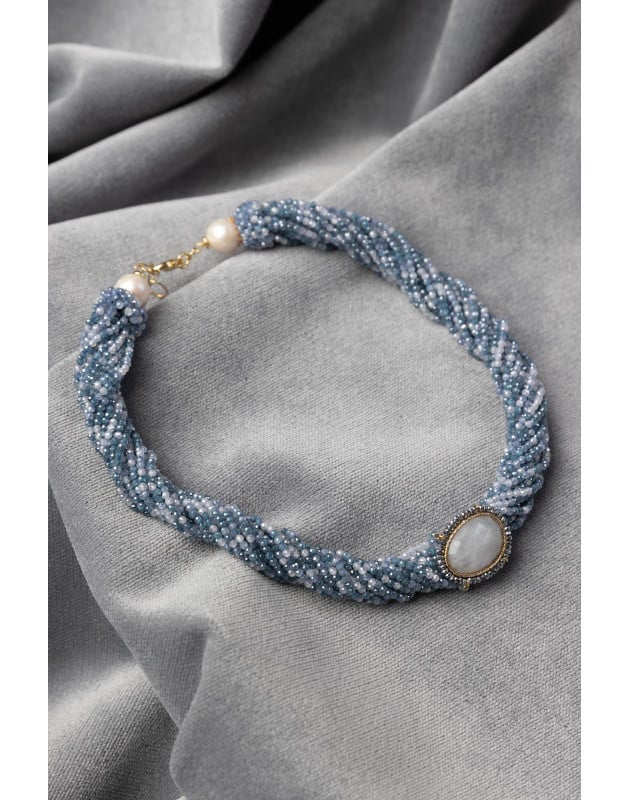 SICYLUI - Collana con pietra di labbratorite in argento 925 SICYLUI - Collana con pietra di labbratorite in argento 925