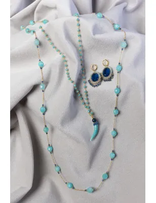 SICYLIU- Collana corno piccolo in ceramica argento 925