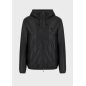 EMPORIO ARMANI - Blouson full zip con cappuccio in nappa di agnello semianilina