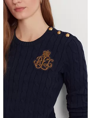 RALPH LAUREN - Maglia in cotone a trecce ricamata