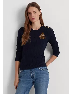 RALPH LAUREN - Maglia in cotone a trecce ricamata