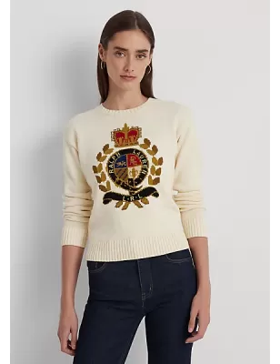 RALPH LAUREN - Maglia in misto cotone con stemma