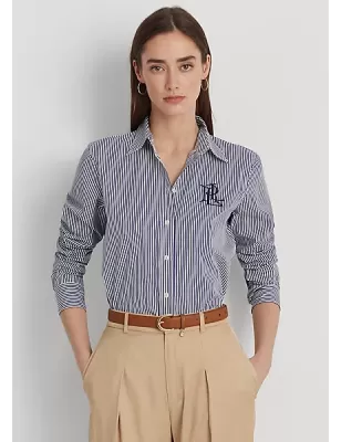 RALPH LAUREN - Camicia in popeline di cotone a righe